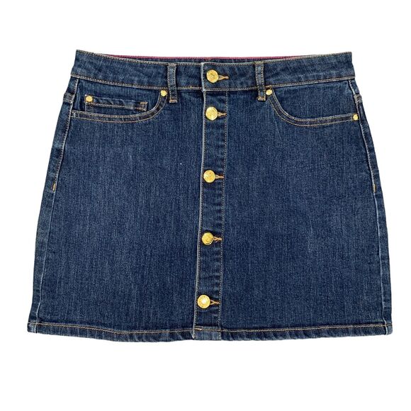 Kate Spade Mini Skirt Girls 14 Blue The Rules Medium Wash Denim Button Up Pocket - Picture 1 of 12
